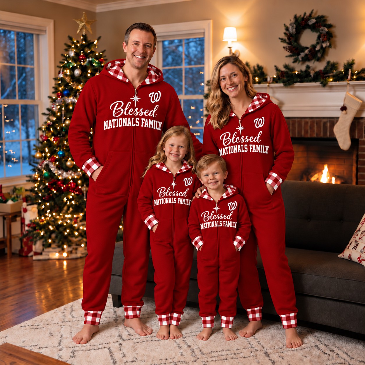 Washington Nationals family Christmas onesies, blessed design
