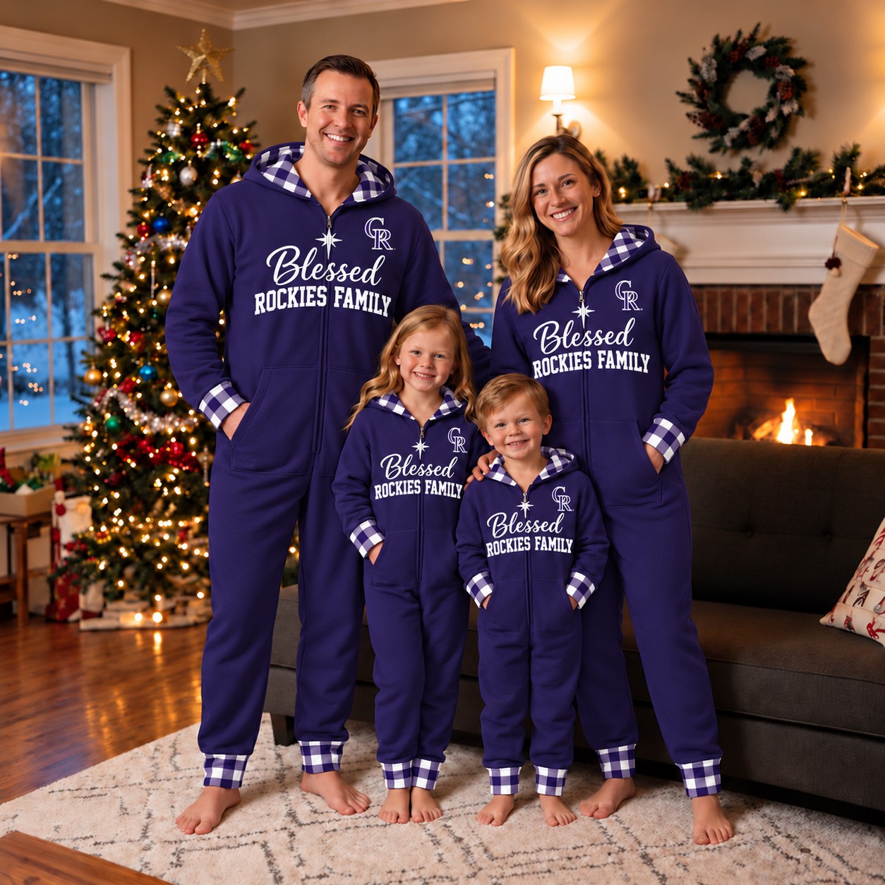 Colorado Rockies family Christmas onesies, blessed design