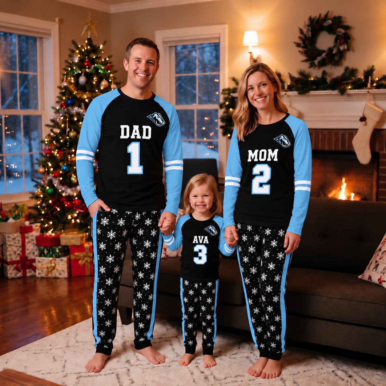 Utah Mammoth family Christmas pajamas, jersey design
