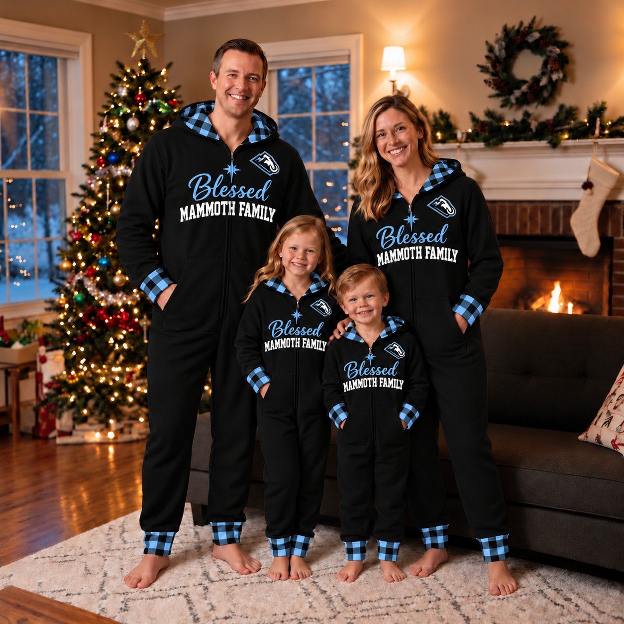 Utah Mammoth family Christmas onesies, blessed design