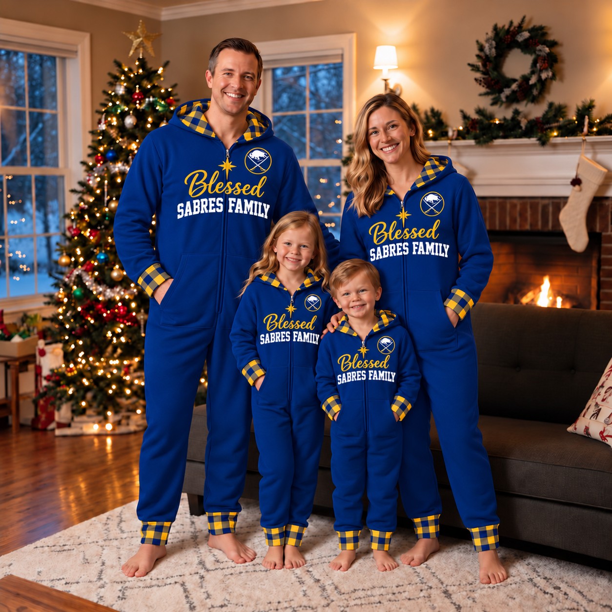 Buffalo Sabres family Christmas onesies, blessed design